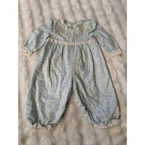 Betti Terrell 6 Months Vintage Baby Romper Nordstrom Girls Blue Ribbon Pink
